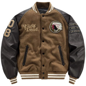 Brown Patchwork Varsity Jacket – view 2
