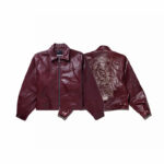 Burgundy Embroidered Letter Jacket – view 2