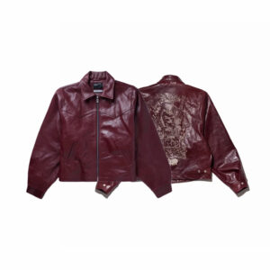 Burgundy Embroidered Letter Jacket – view 2