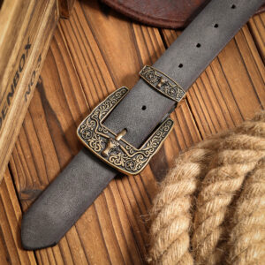Distressed Western Belt with Antique Buckle – view 2