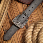 Distressed Western Belt with Antique Buckle – view 4