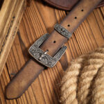 Distressed Western Belt with Antique Buckle – view 5