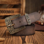 Distressed Western Belt with Antique Buckle – view 8
