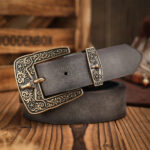 Distressed Western Belt with Antique Buckle – view 9