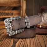 Distressed Western Belt with Antique Buckle – view 11